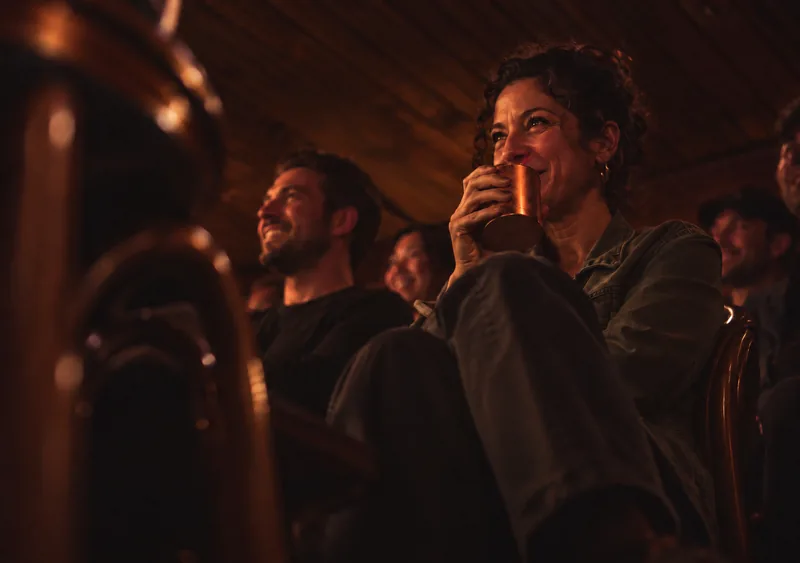 The crowd laughing at a Jetpack show