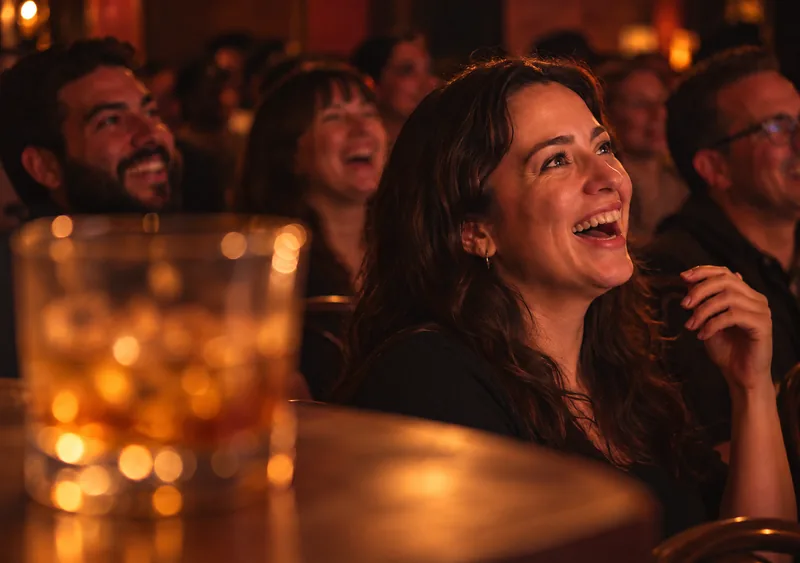The crowd laughing at a Jetpack show
