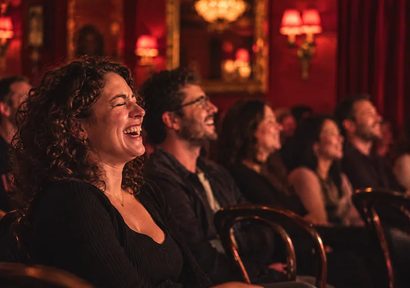 The crowd laughing at a Jetpack show