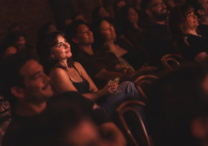 The crowd laughing at a Jetpack show