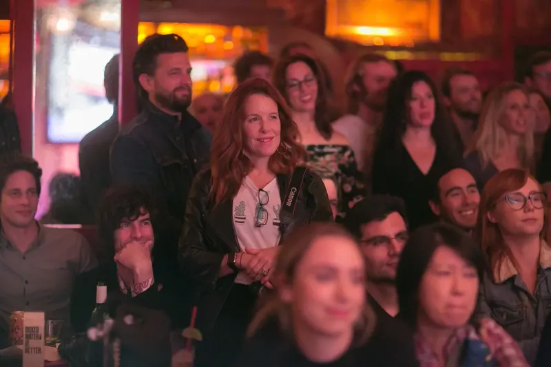 The crowd laughing at a Jetpack show